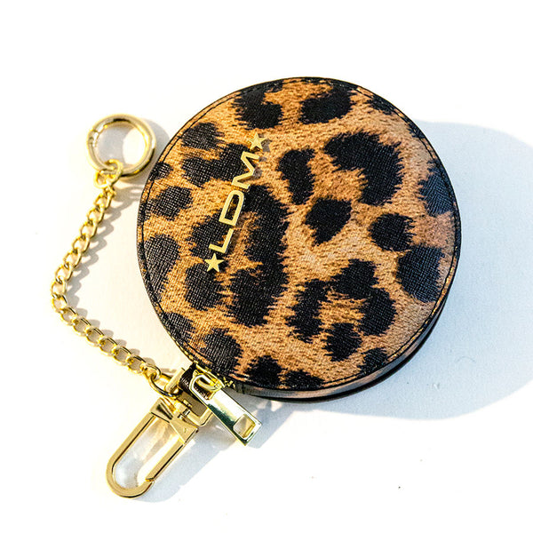 POUCH - leopard print leather coin purse