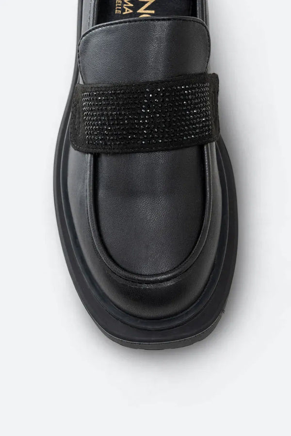 Ramsey Black Loafers with Rhinestones