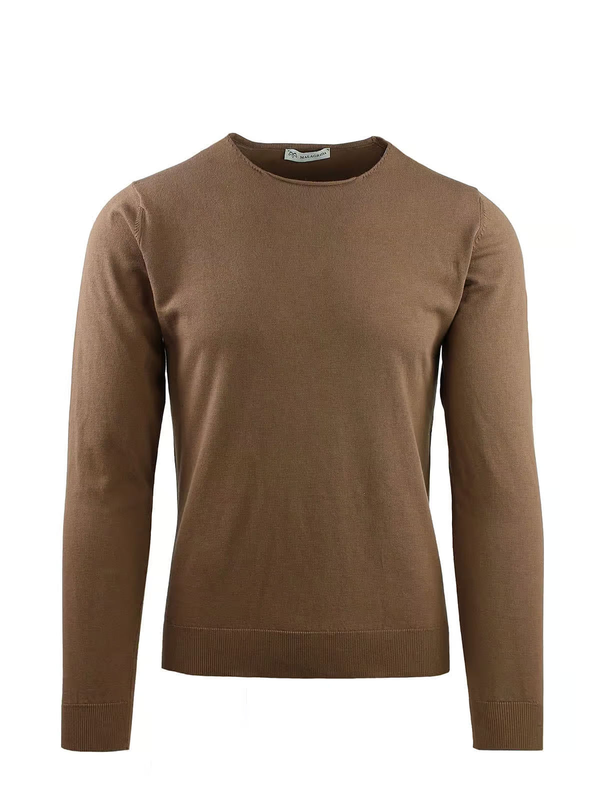 CREW NECK LONG SLEEVE WITH DROPPED COLLAR IN COTTON CREPE
