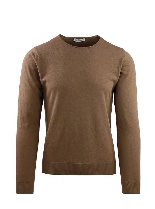 CREW NECK LONG SLEEVE WITH DROPPED COLLAR IN COTTON CREPE