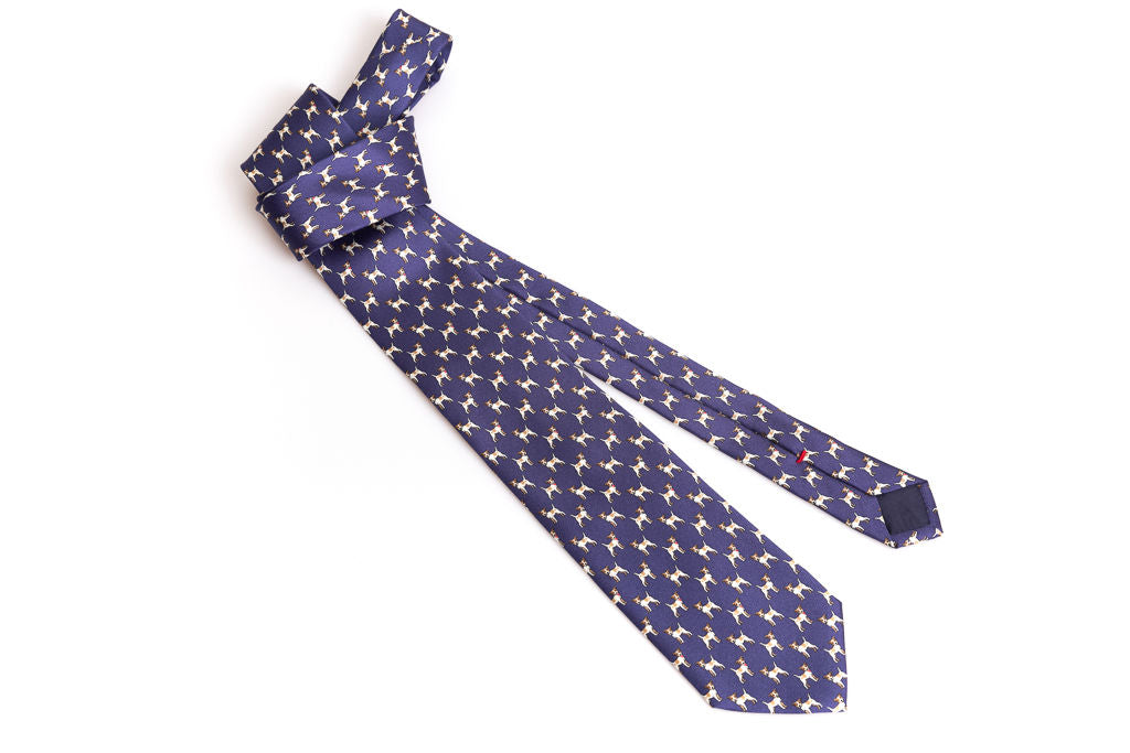 Blue tie with pure silk pattern