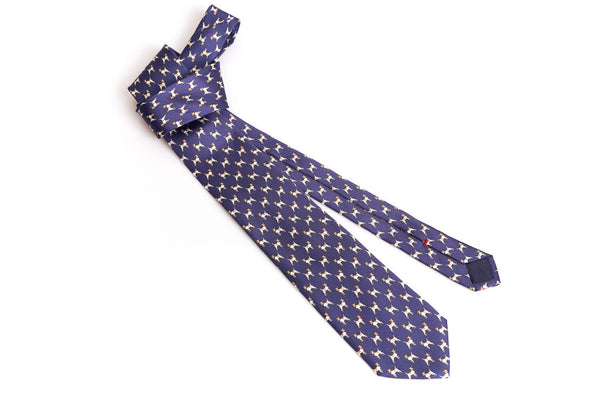 Blue tie with pure silk pattern