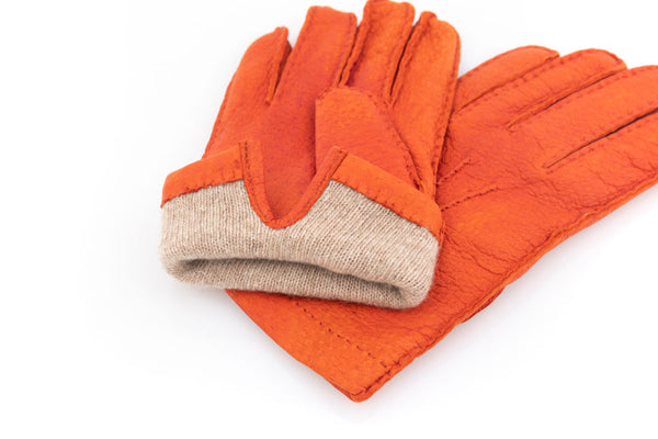Orange Peccary Gloves