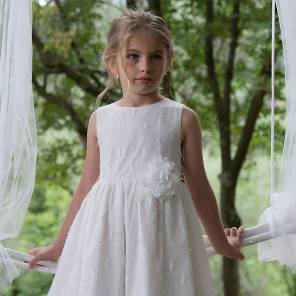 WHITE TULLE DRESS WITH WORK