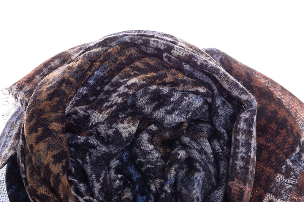 Pure wool check pattern scarf