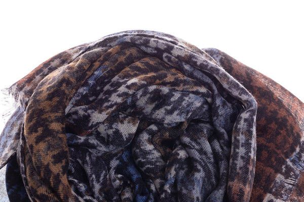 Pure wool check pattern scarf