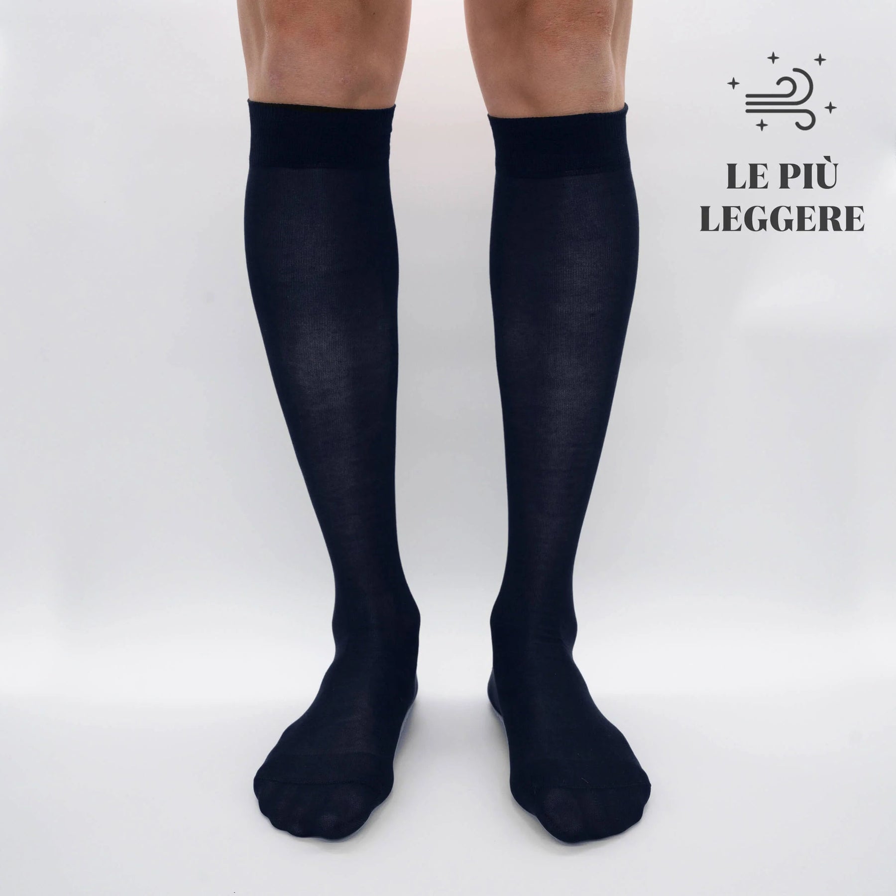 Box Chiffon Long Socks in Filoscozia® - 6 pairs blue