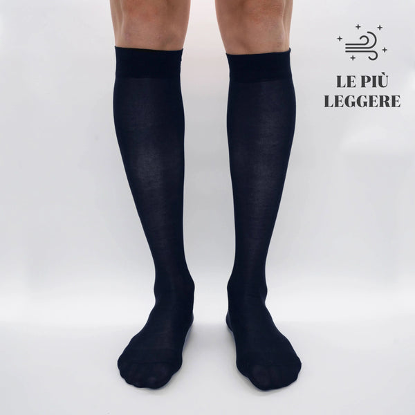 Box Chiffon Long Socks in Filoscozia® - 6 pairs blue
