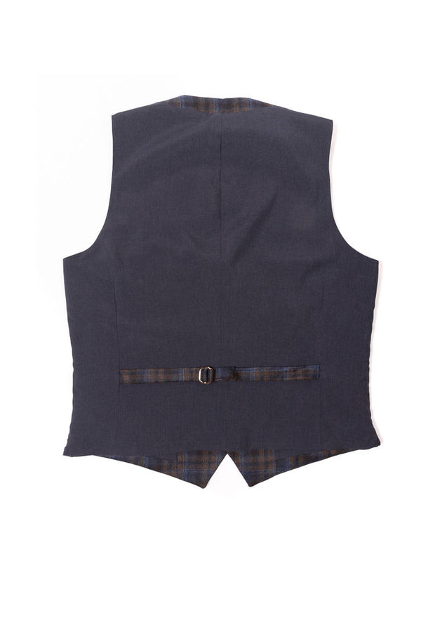 Blue and brown checked vest
