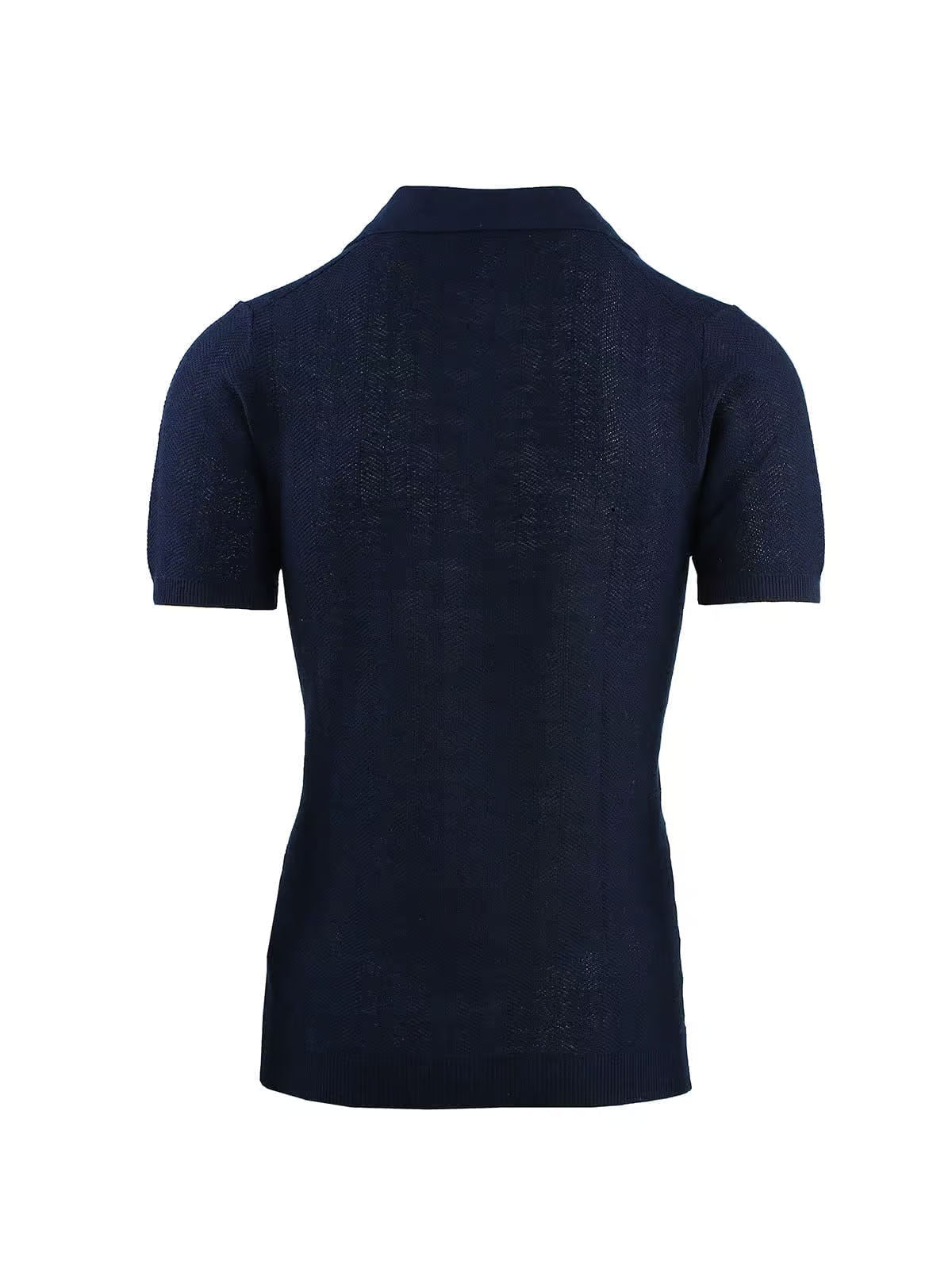 SHORT SLEEVE POLO SHIRT WITH HERRINGBONE PATTERN