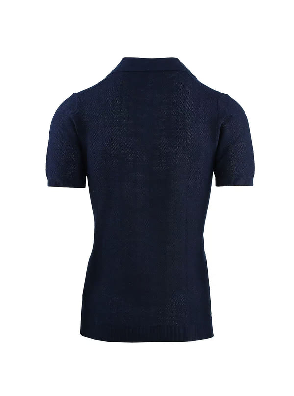 SHORT SLEEVE POLO SHIRT WITH HERRINGBONE PATTERN