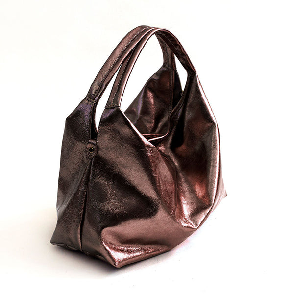 ELSA M - Ebony laminated leather bag