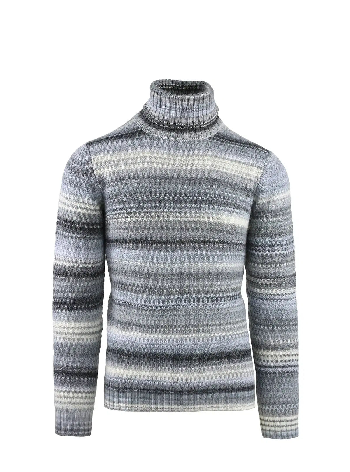 TURTLENECK WITH PRINTED YARN AND COB WORKMANSHIP
