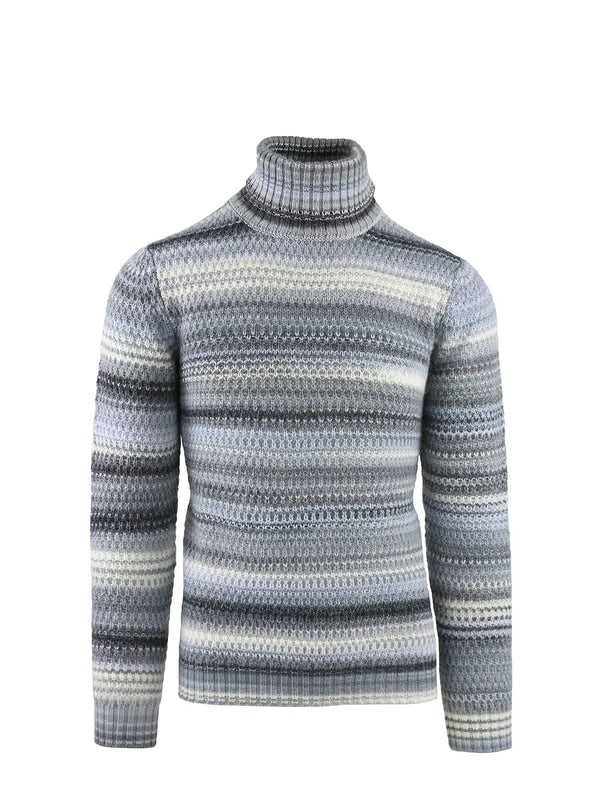 TURTLENECK WITH PRINTED YARN AND COB WORKMANSHIP