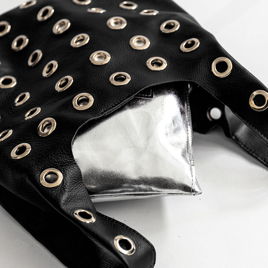 ADELE - Black nappa leather sail bag