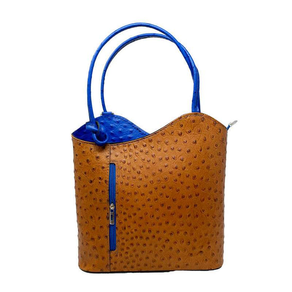Women's Ostrich Print Leather Shoulder Bag - Cancun 3005. 