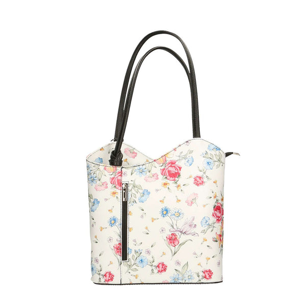 Borsa a Spalla da Donna Fantasia Floreale in Pelle - 27x30x9 cm - 80056