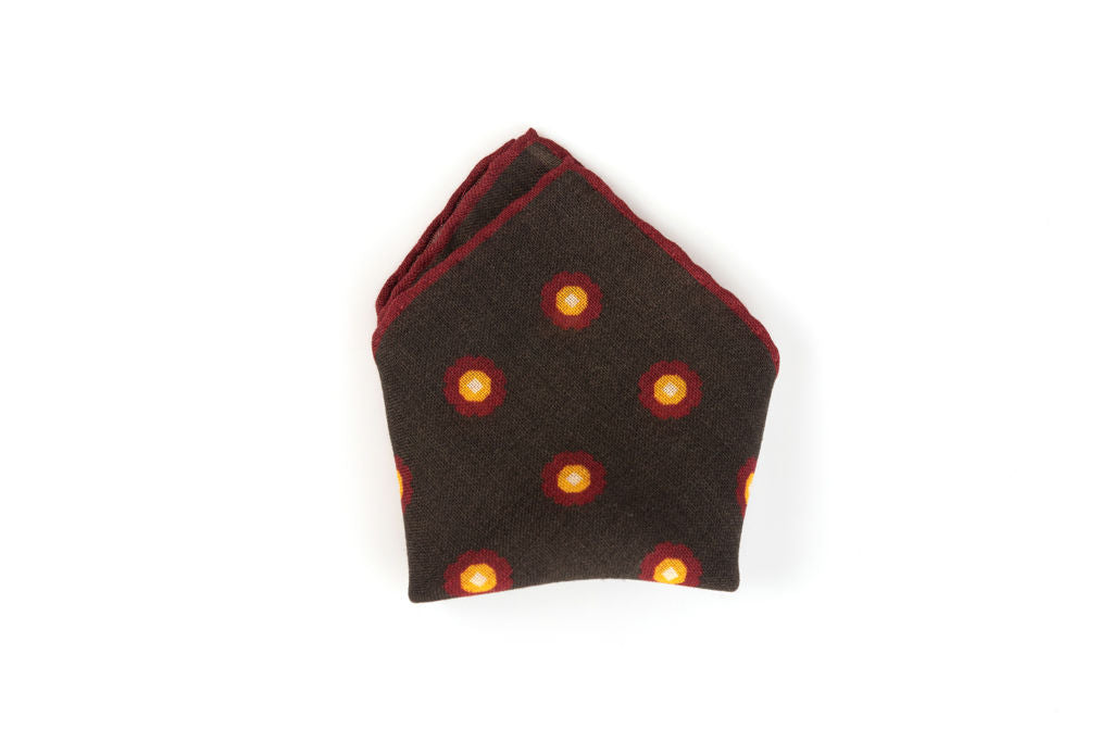 Pochette marrone in fantasia pura lana
