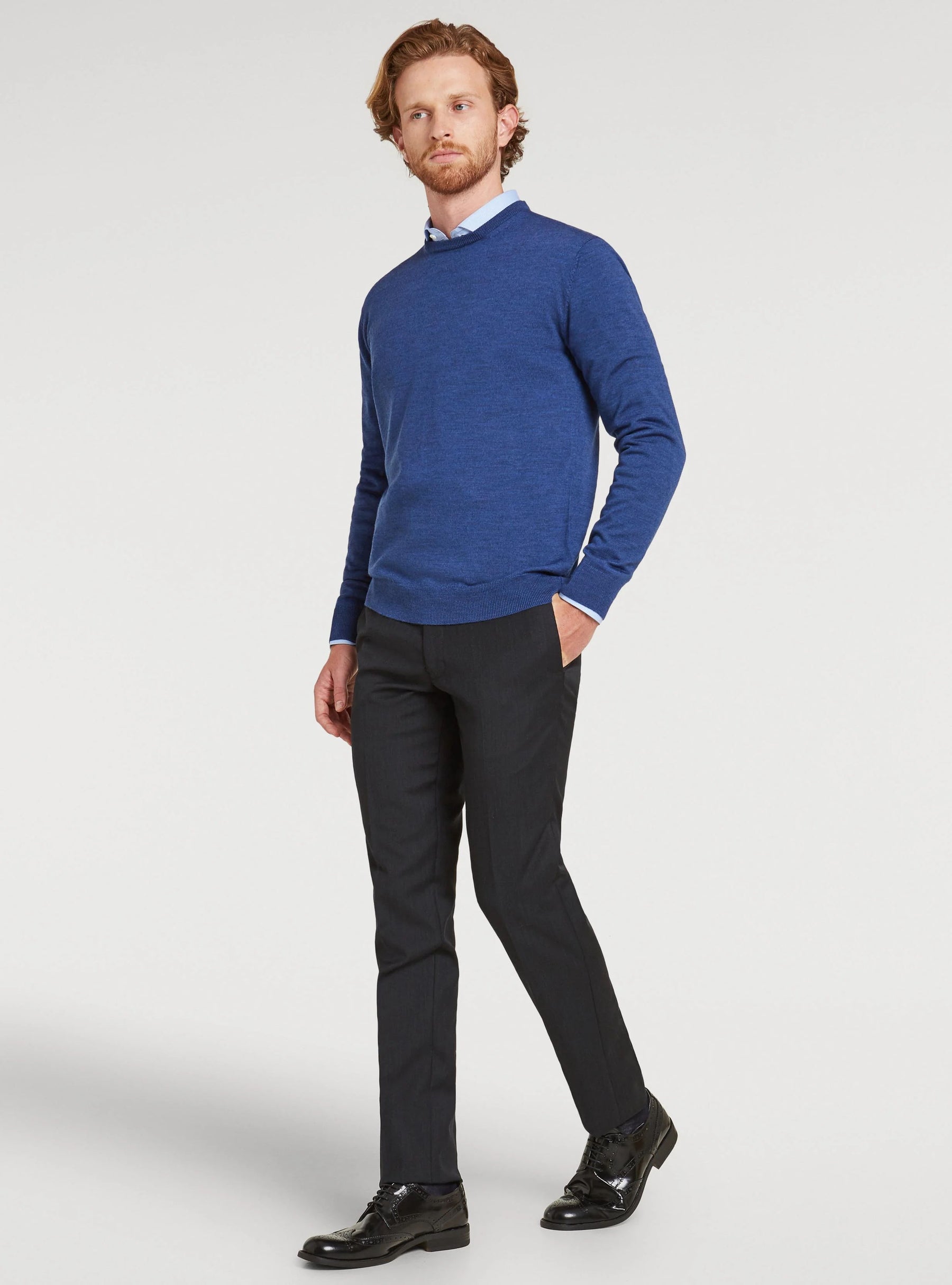 Crewneck sweater in pure merino wool