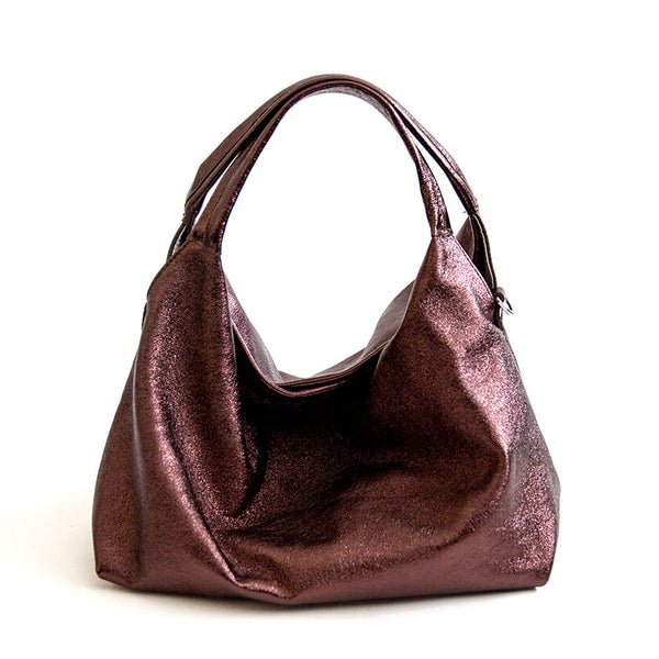 ELSA M - Ebony laminated leather bag
