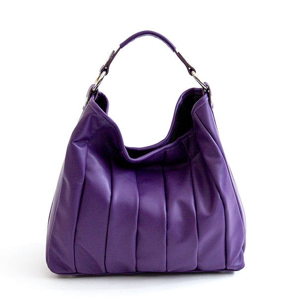 TESSA SMALL - Sacca in pelle nappa trapuntata viola