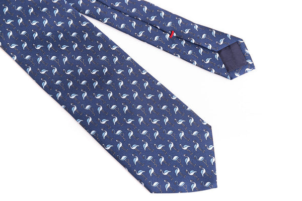 Blue flamingo pure silk tie