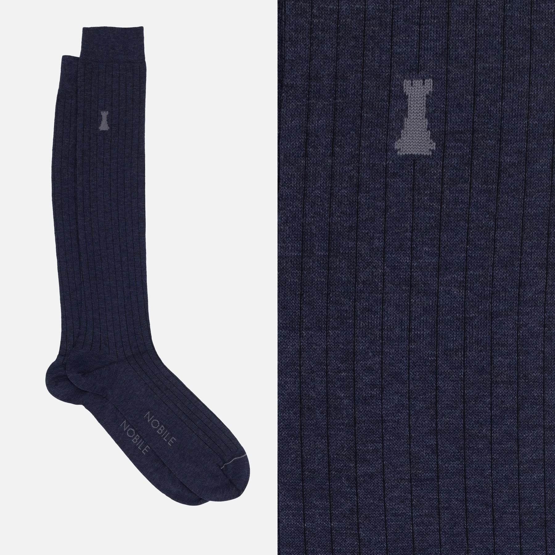 Michelangelo - Finely Ribbed Mèlange Long Sock