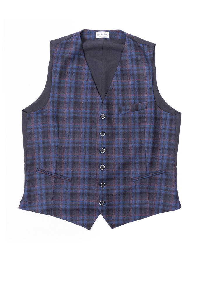 Blue and red checked vest