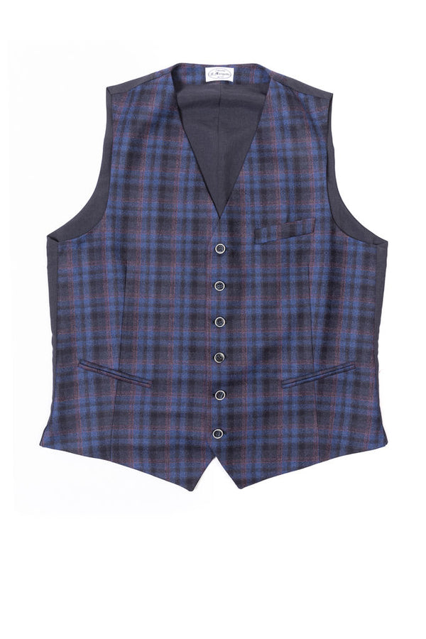 Blue and red checked vest