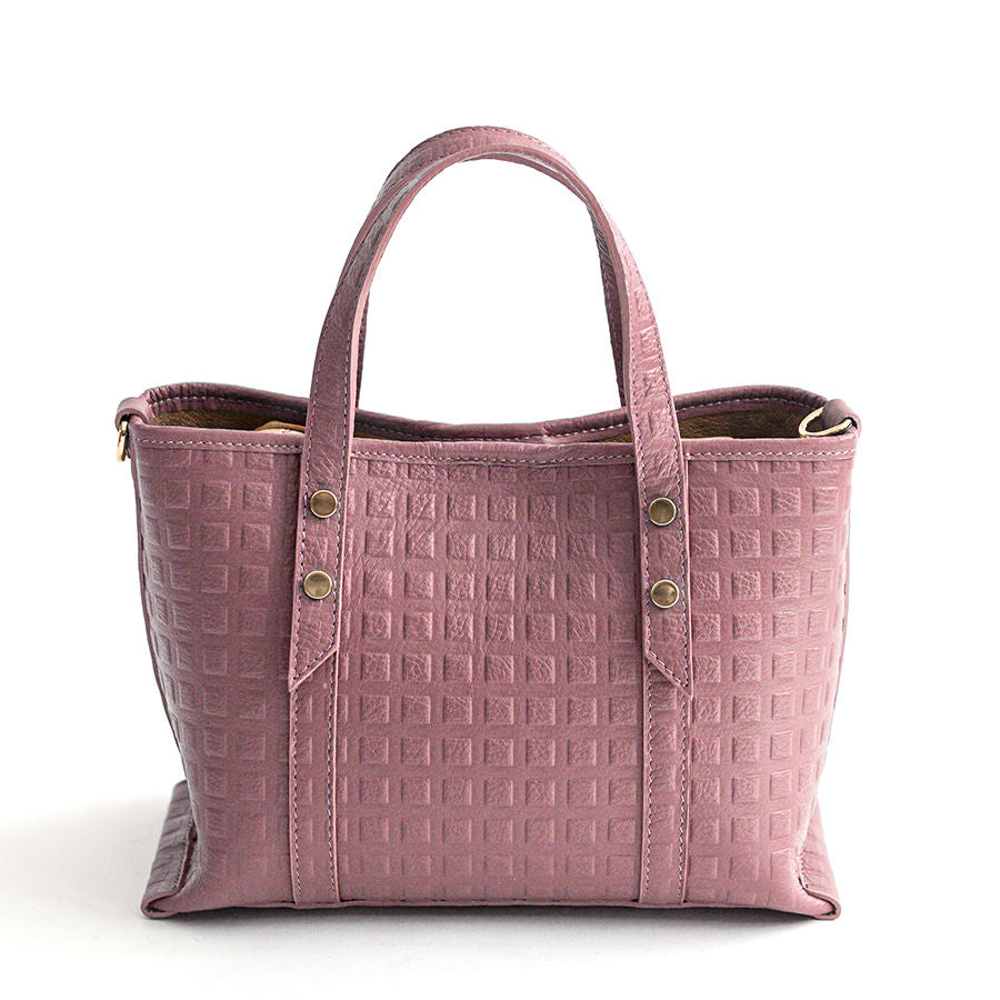 SQUARE TOTE - Mauve Laser Leather Bag