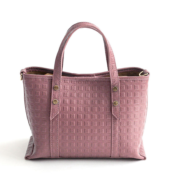 SQUARE TOTE - Mauve Laser Leather Bag