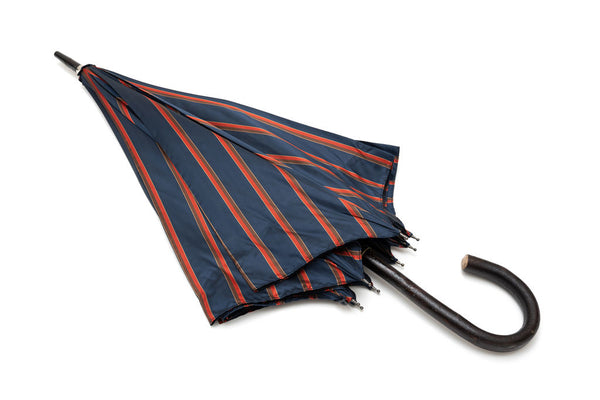 Mario Talarico umbrella blue with red and brown stripes in chestnut wood