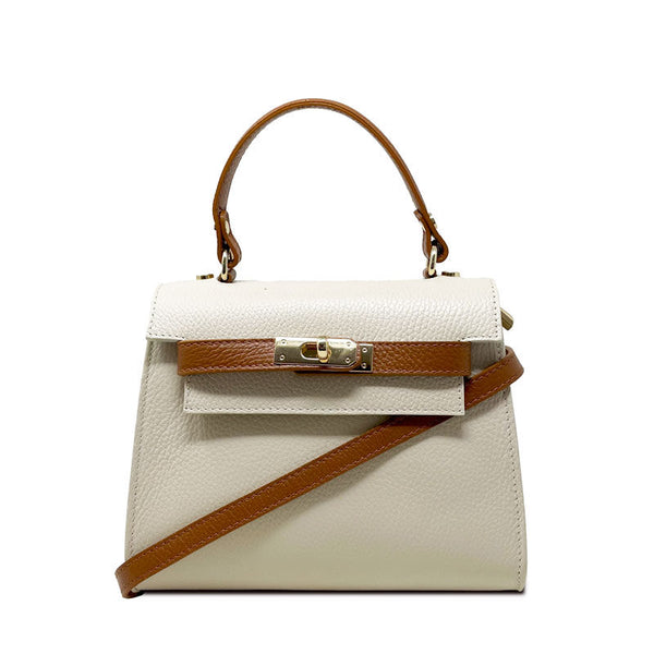 Women's Genuine Leather Handbag with Twist Closure - Roma K065 