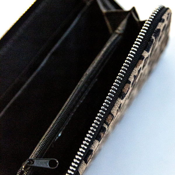 WALLET in leopard print suede