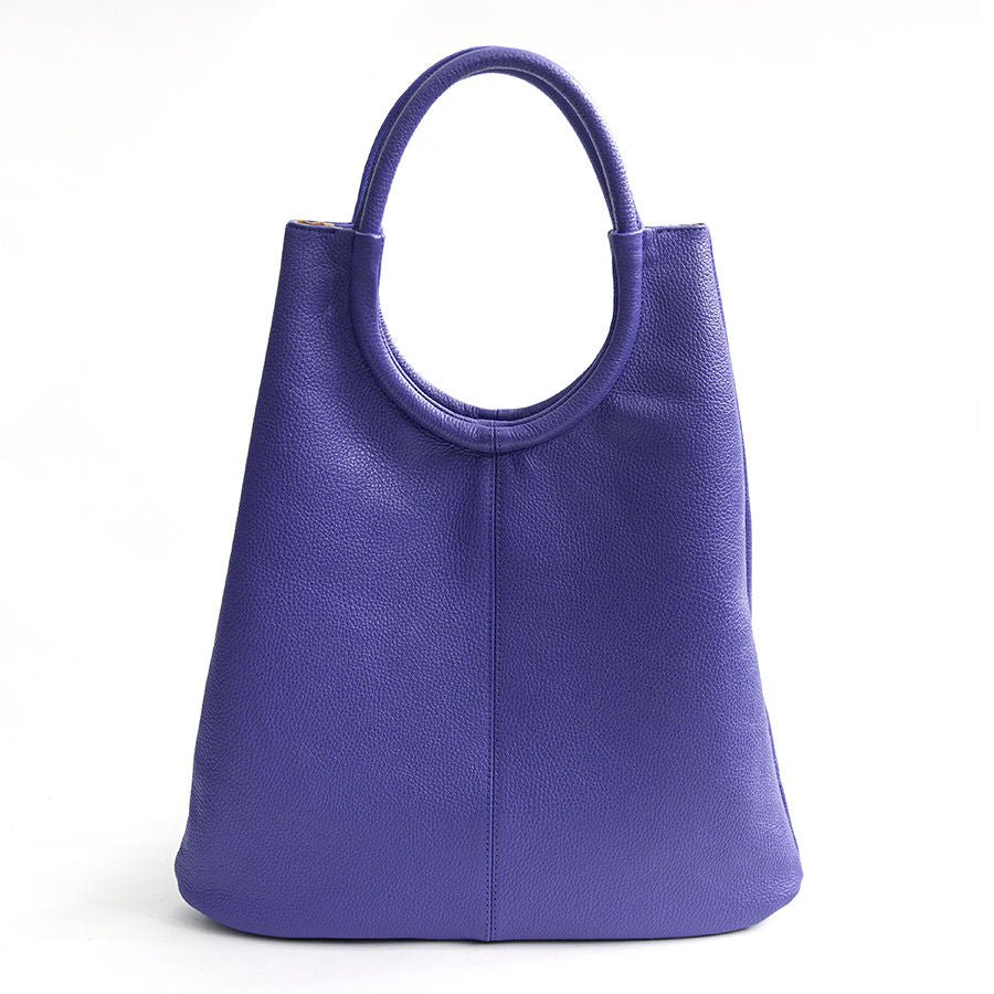 INDIA - Maxi borsa con manico tondo in pelle glicine