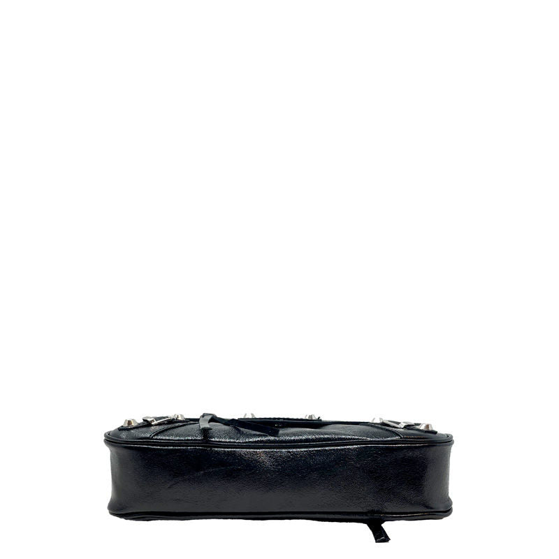 Clutch bag in semi-gloss leather with studs and zip - 7234. 
