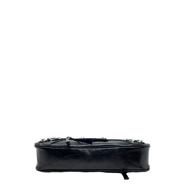 Clutch bag in semi-gloss leather with studs and zip - 7234. 