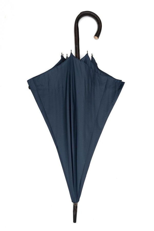Mario Talarico umbrella solid blue in chestnut wood