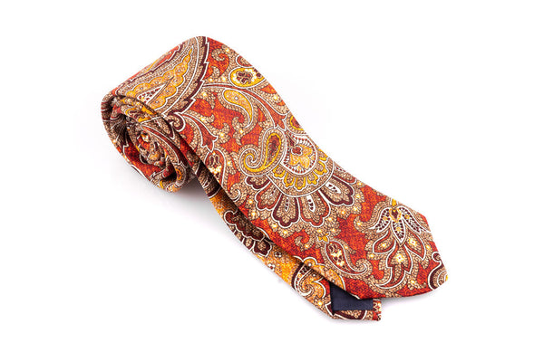 Pure silk tie gold red