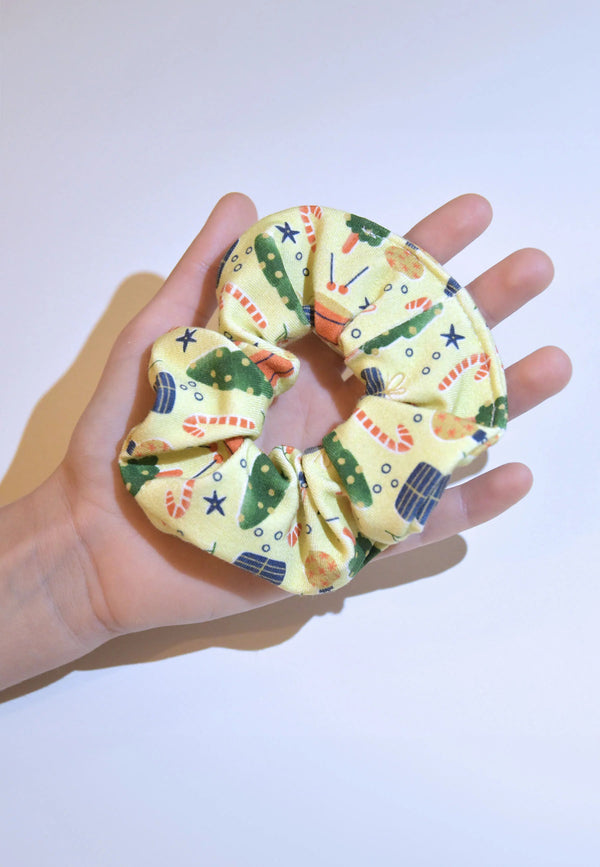 Chouchou (scrunchie) in bamboo - Christmas morning - Blue balloon
