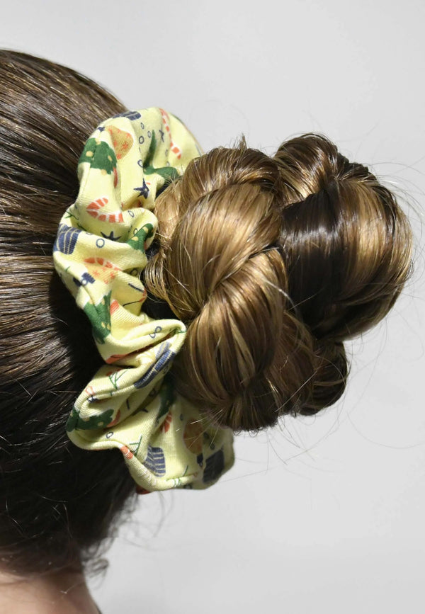 Chouchou (scrunchie) in bamboo - Christmas morning - Blue balloon