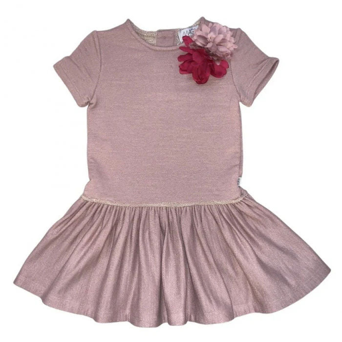 PINK FLAMED SWEATSHIRT DRESS