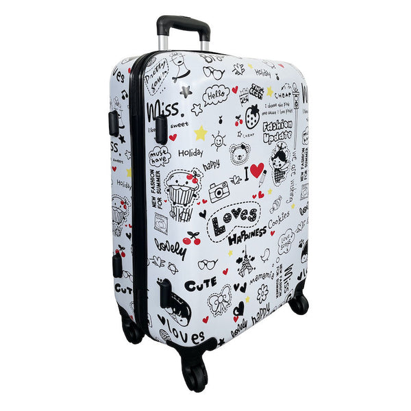 Set of 3 ABS hard trolley suitcases with pattern - RIGIDO_FANTASIA. 
