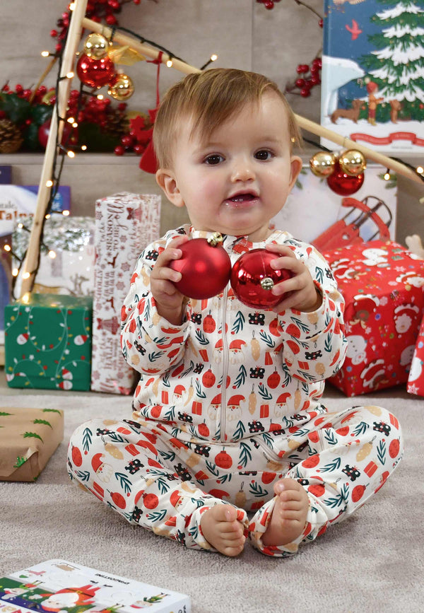 Tutina con zip in bambù - Magia del Natale - Palloncino blu