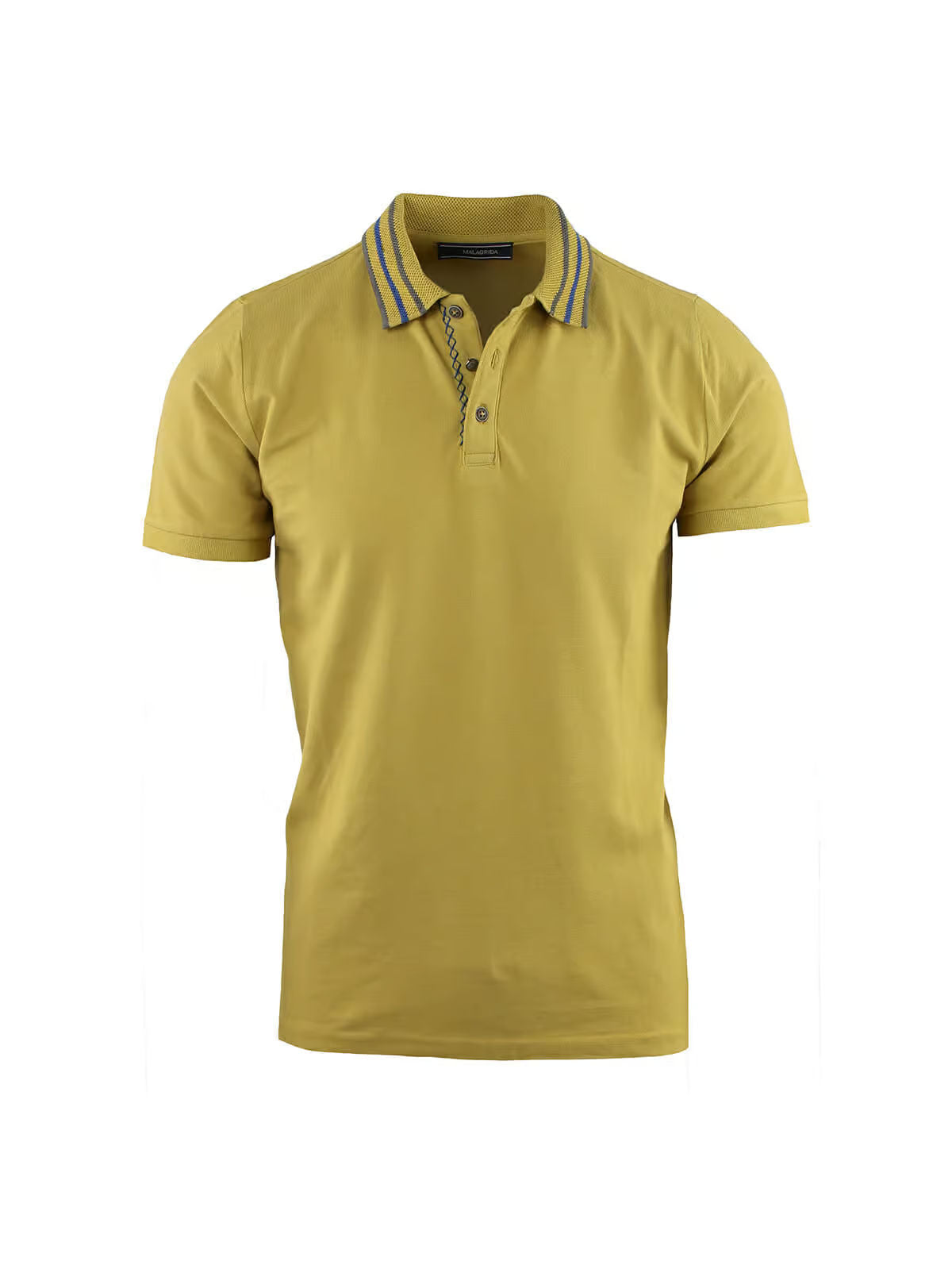 PIQUET POLO WITH STRIPED RICE GRAIN COLLAR