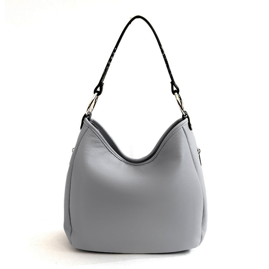 VIVIEN - Sacca con anelli in pelle nappa grigio