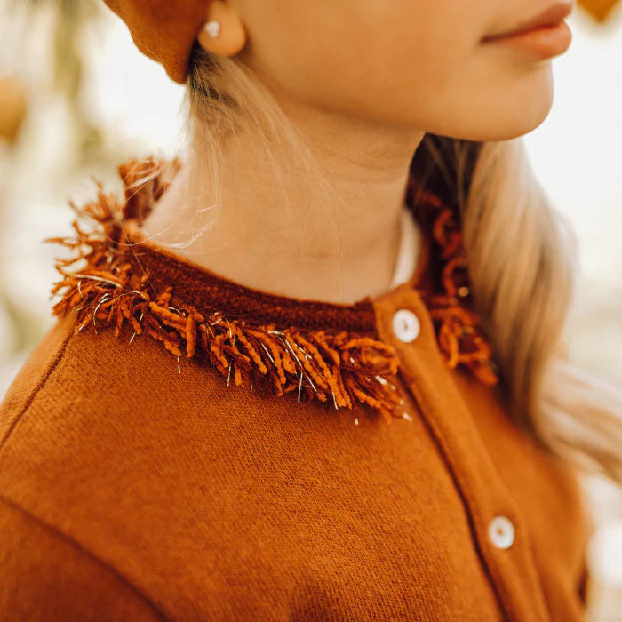 WARM COTTON CARDIGAN WITH FRINGES