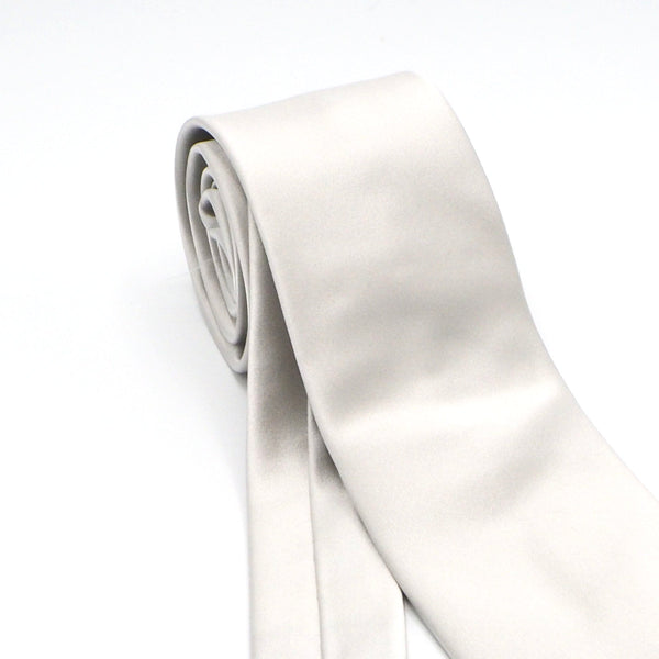 Smooth silver silk tie