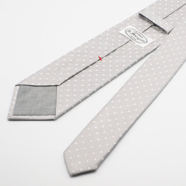 Ice grey tie with white polka dots