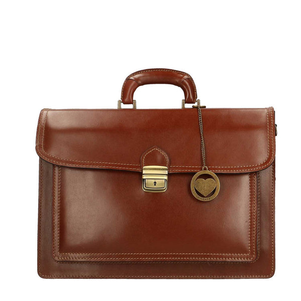 Men's Leather Business Bag, Briefcase, 24 Hour Office Document Holder - 39x30x18 cm - 7008 